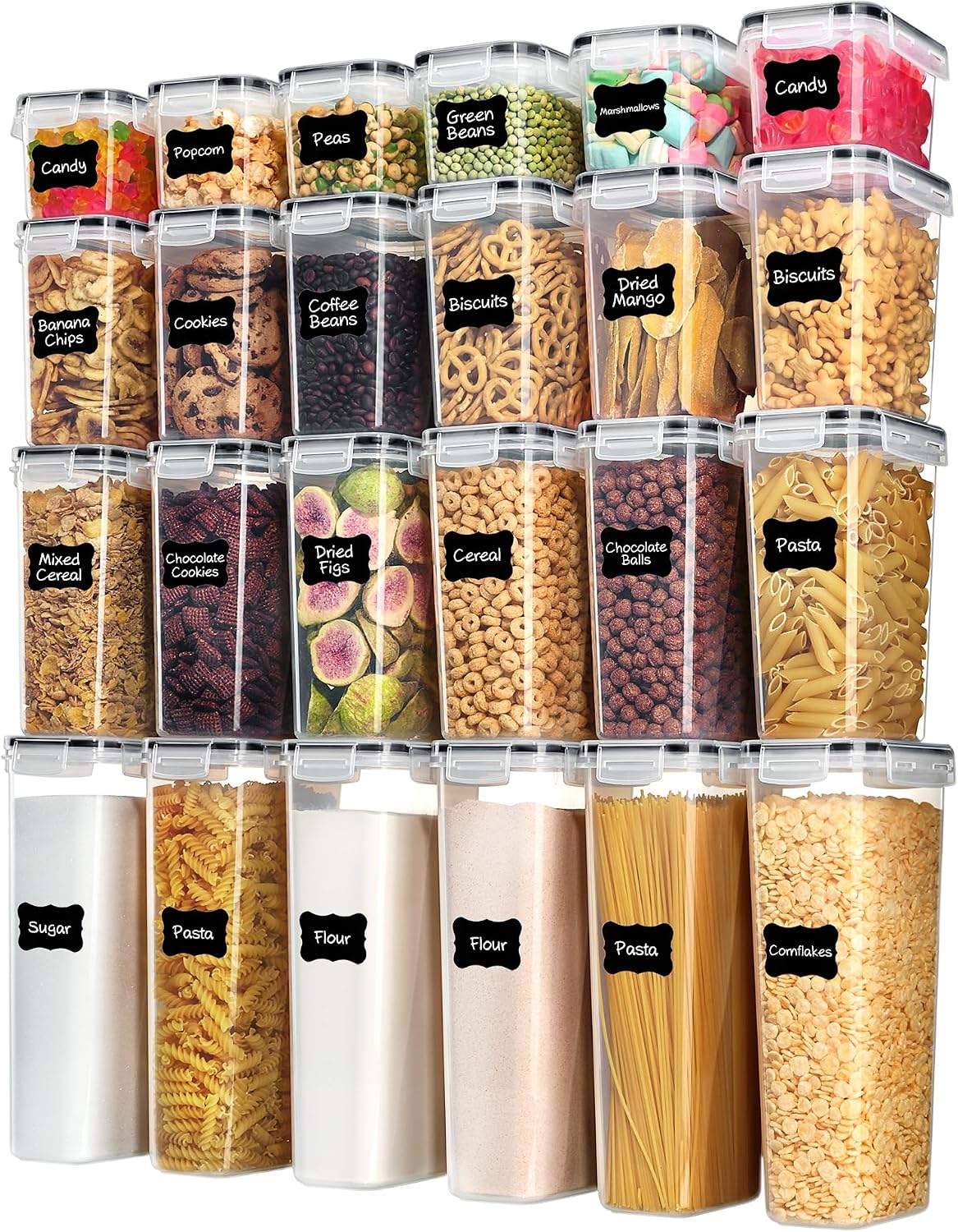 Food Snacks Label - Vtopmart Airtight Food Storage Containers with