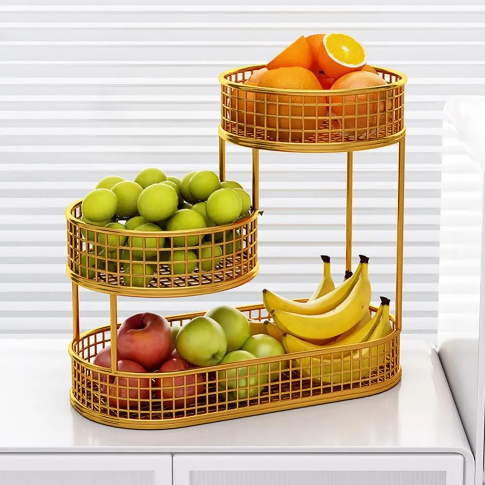 Food Snacks Drinks - Three-layer Fruit Basket Living Room Snack