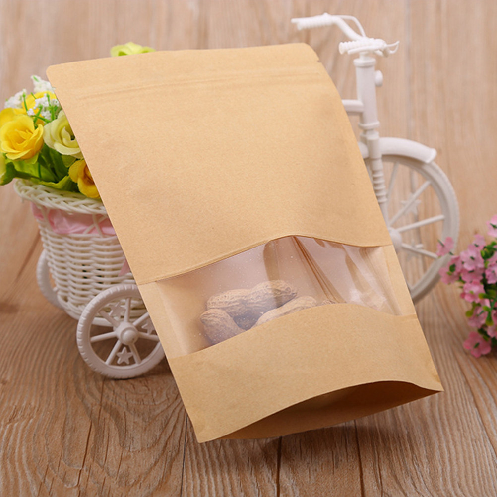 Snacks Food Usa - 50Pcs Kraft Paper Zipper Sealed Stand-Up