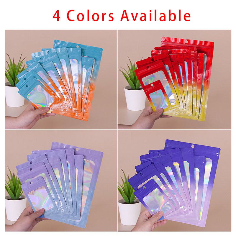 Snacks Food Usa - Holographic Color Square Zipper Bag, Food‑Grade
