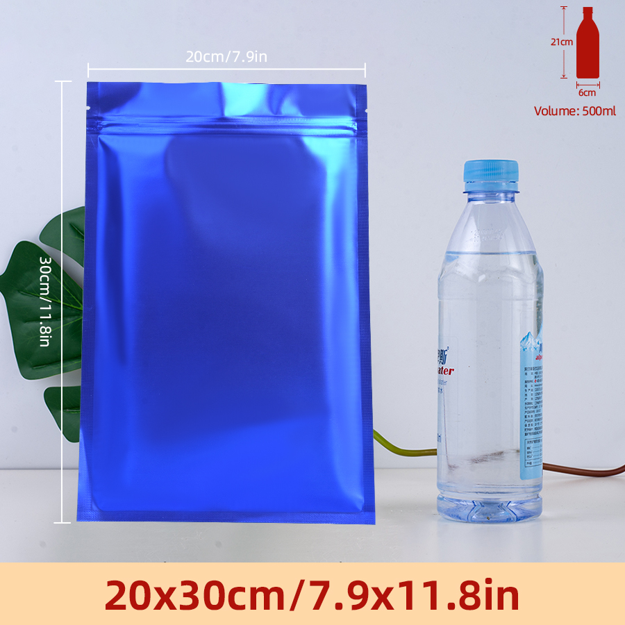 Snacks Food Usa - 100pcs Matte Blue Foil Zipper Pouches,