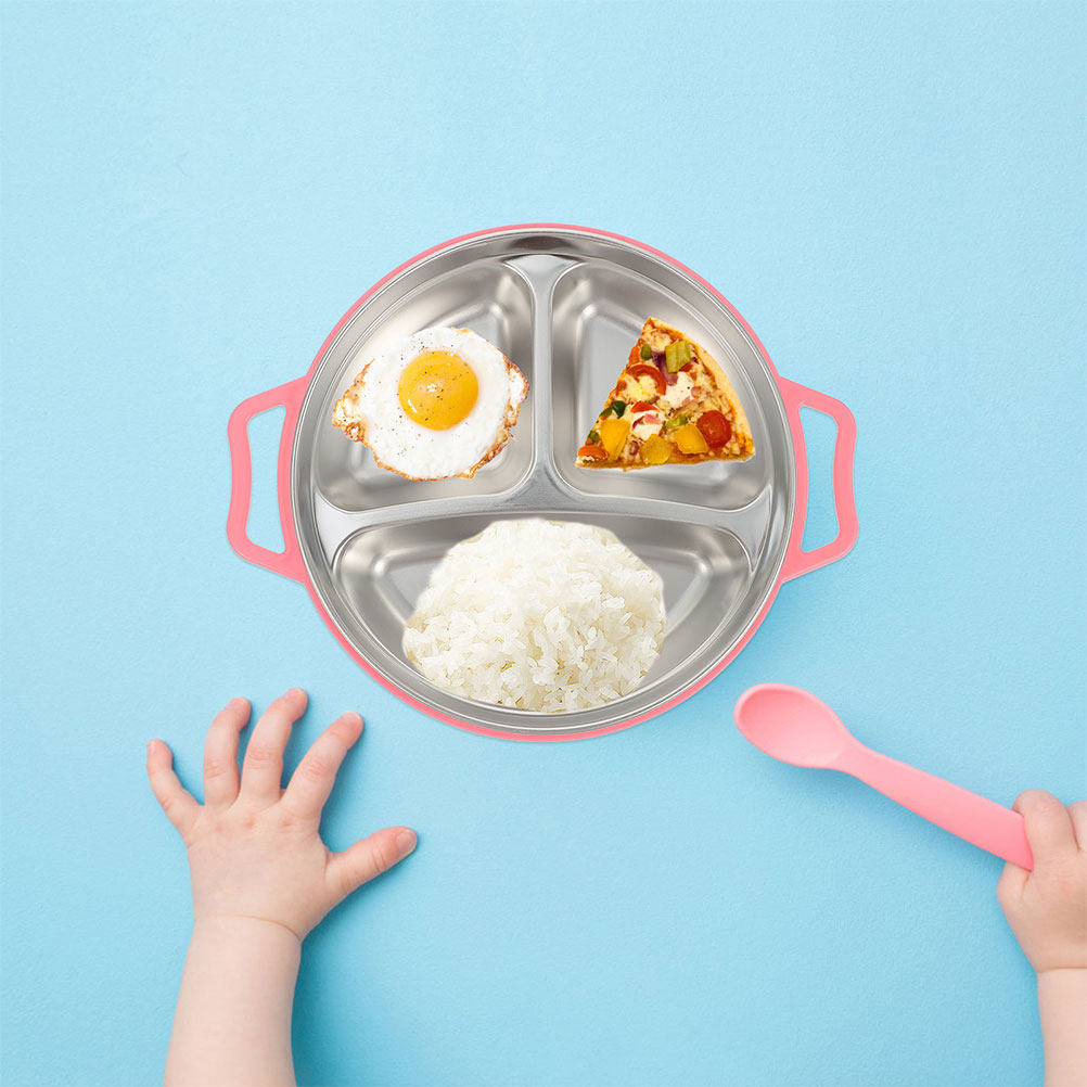 Food Snacks For Kids - Stainless Steel Kids Divided Food Plate