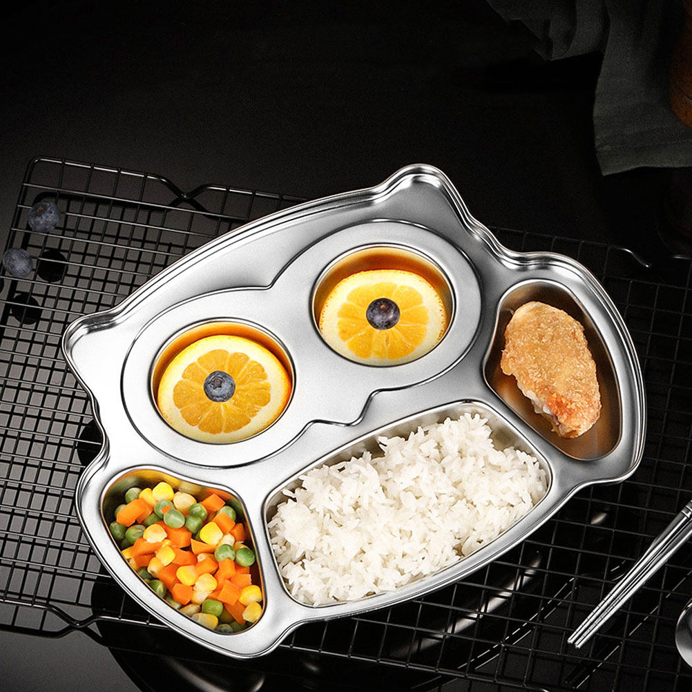 Food Snacks For Kids - 2Pcs Owl Stainless Steel Divided Food