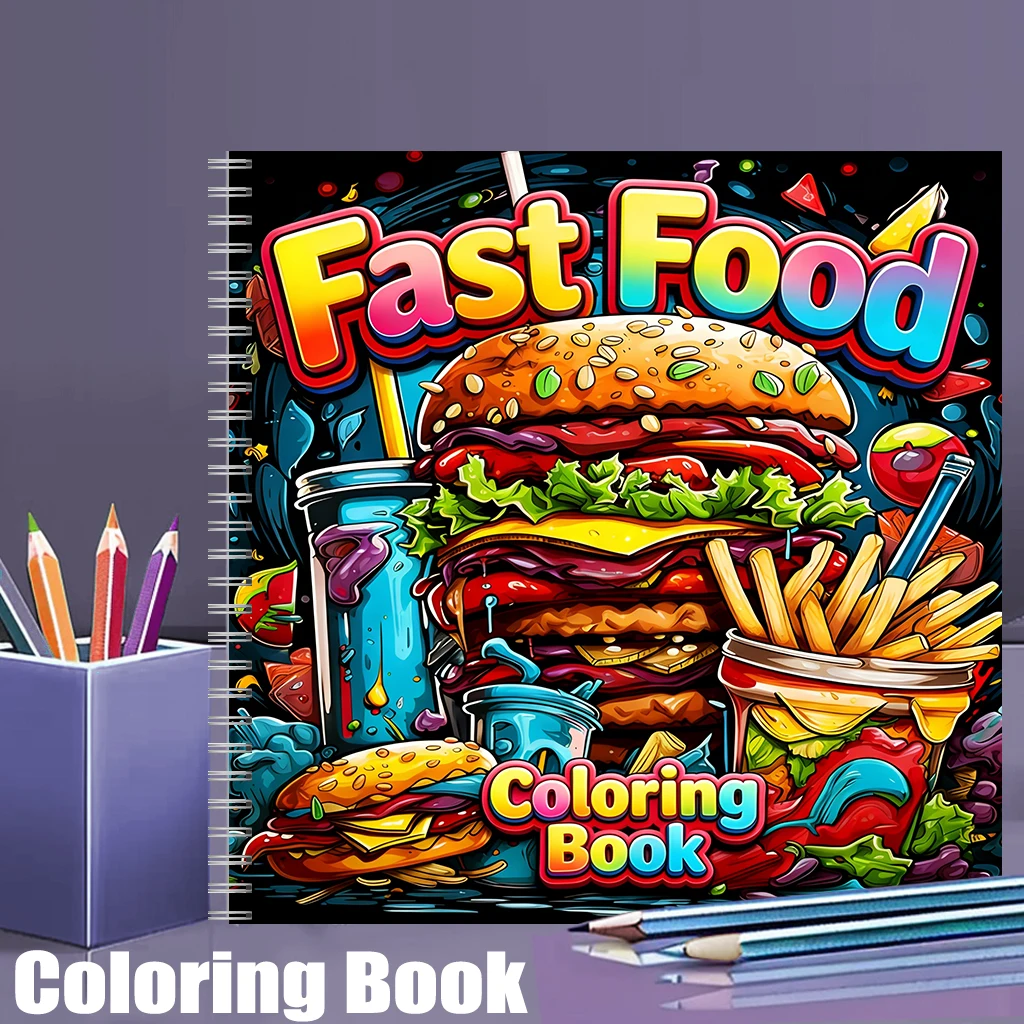 Food Snacks Coloring Book - Fast Food Coloring Book for Adults,