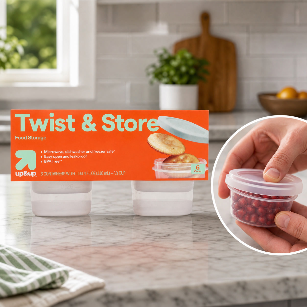 Food Prep Snacks - 6ct Round Twist-Lock Food Storage Containers,
