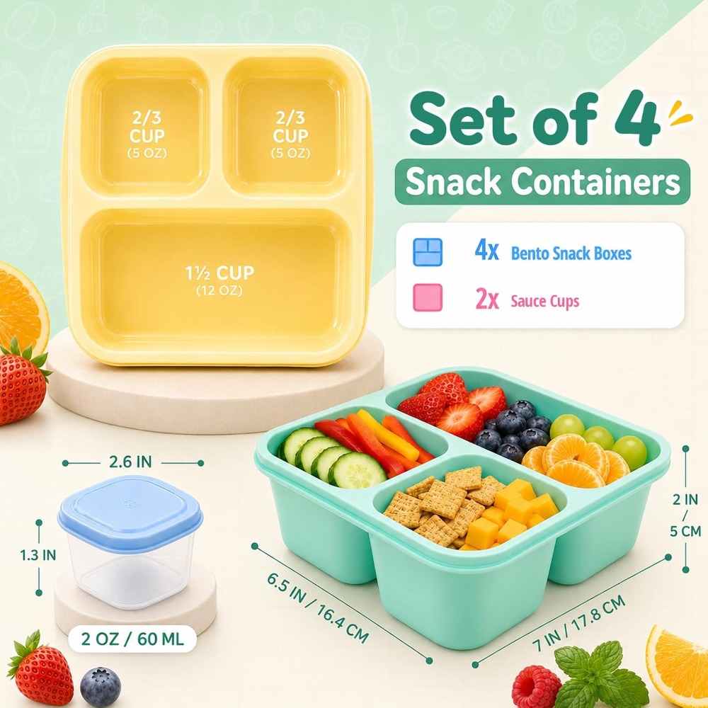 3 Compartment Bento Box Snack  - Food Prep Snacks review and price