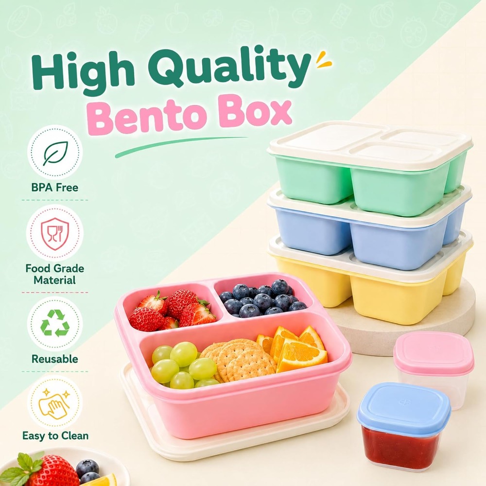 3 Compartment Bento Box Snack  - Food Prep Snacks review and price