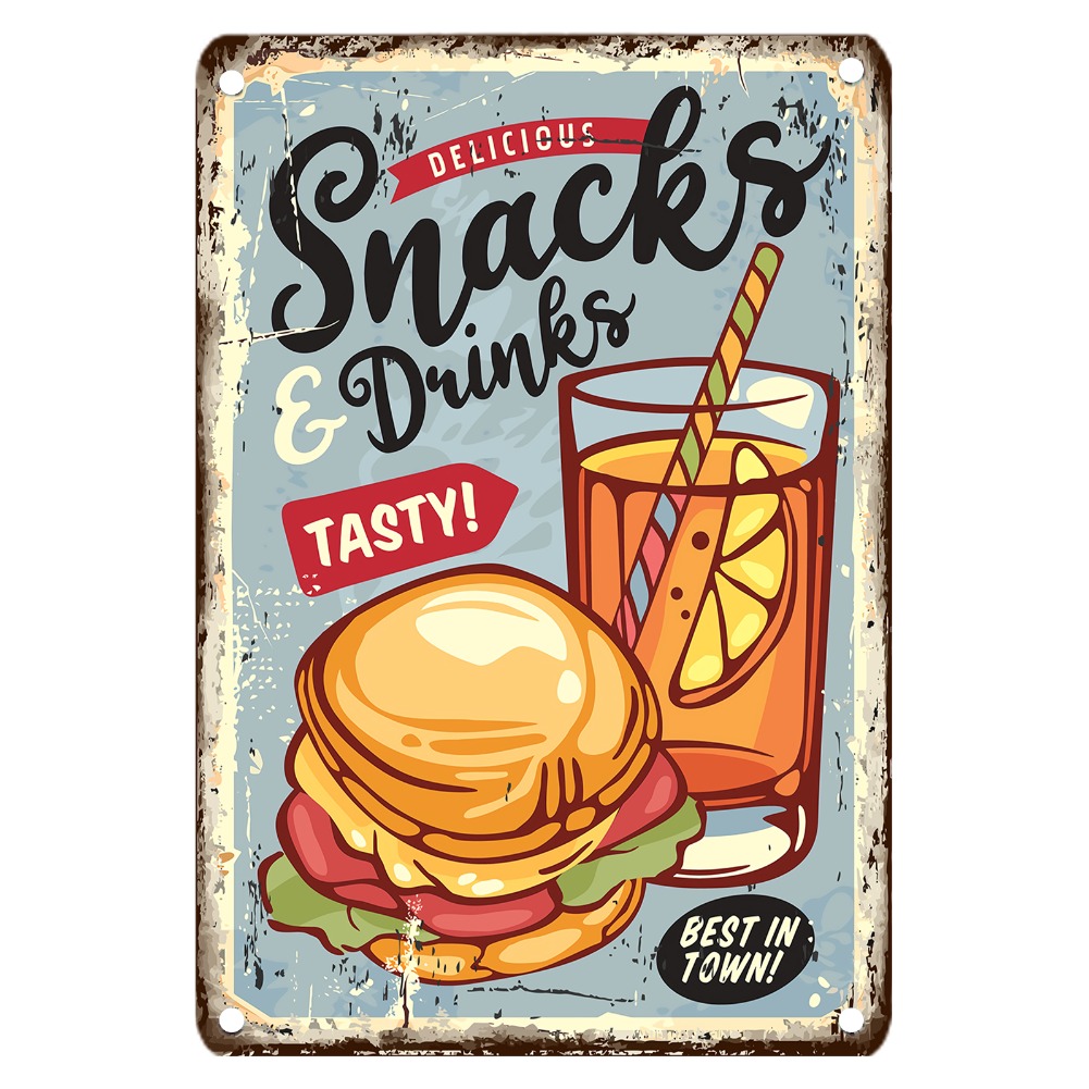 Vintage Food Metal Sign, 12x8  - Food Snacks Easy review and price