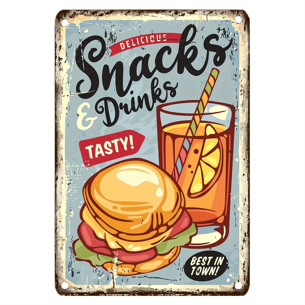 Vintage Food Metal Sign, 12x8  - Food Snacks Easy review and price